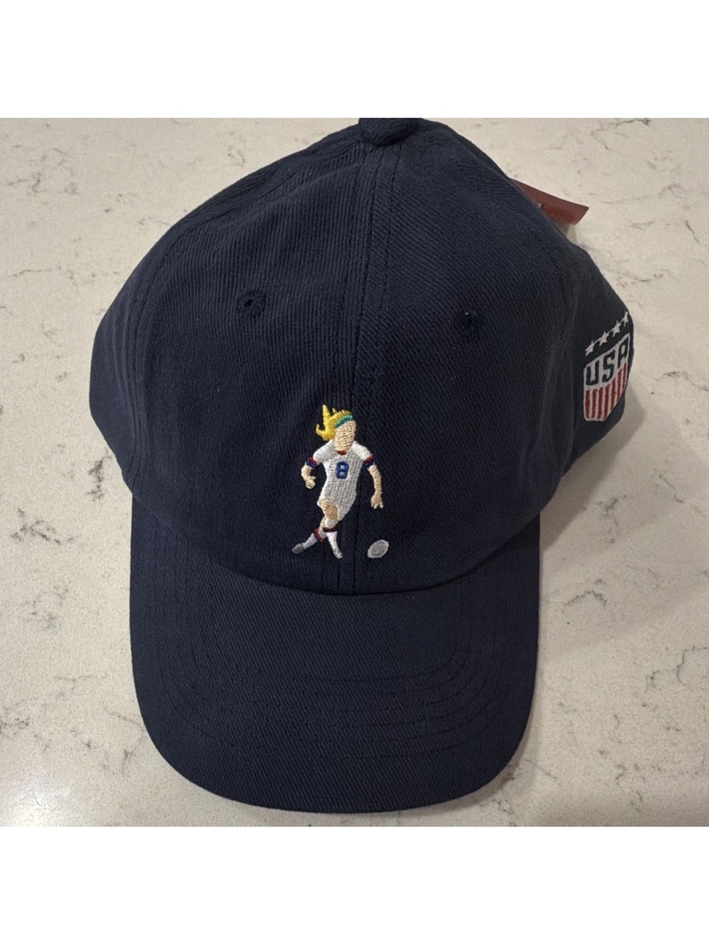 Team USA Navy Soccer Player Embroidered Baseball Cap